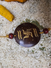 Load image into Gallery viewer, Coconut Shell Rakhi - Swasthik
